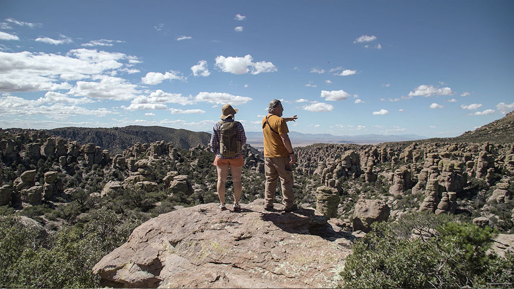 Birders on overlook in Chiricahua National Monument